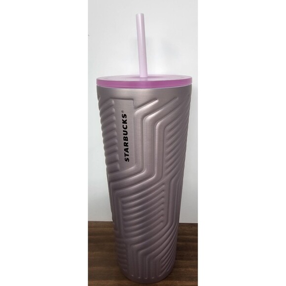 NEW 2025 Starbucks Soft Rose Soft Touch Geometric Stainless Steel 24oz Cold Cup - Picture 1 of 6